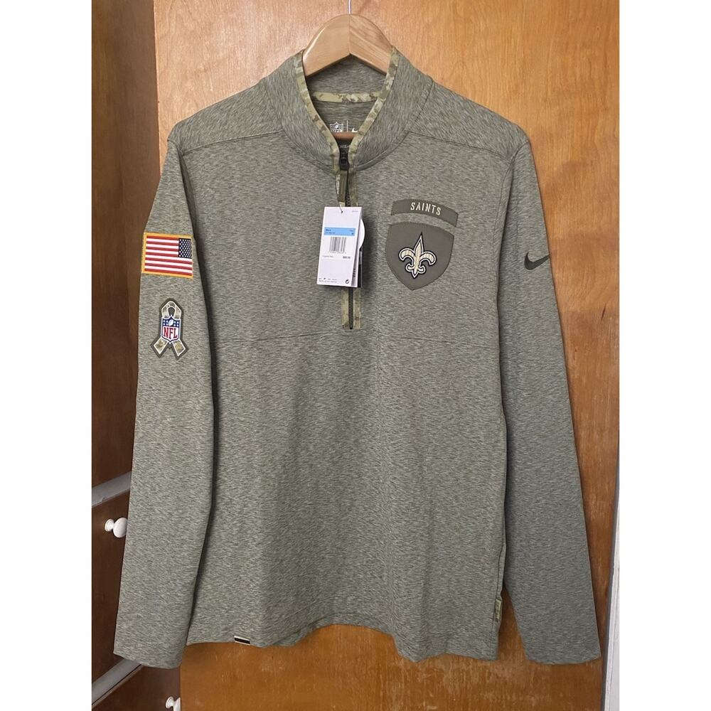 Nike NFL NO Saints Salute To Service 1/4 Zip Dri-Fit Long Sleeve Pullover Sz M